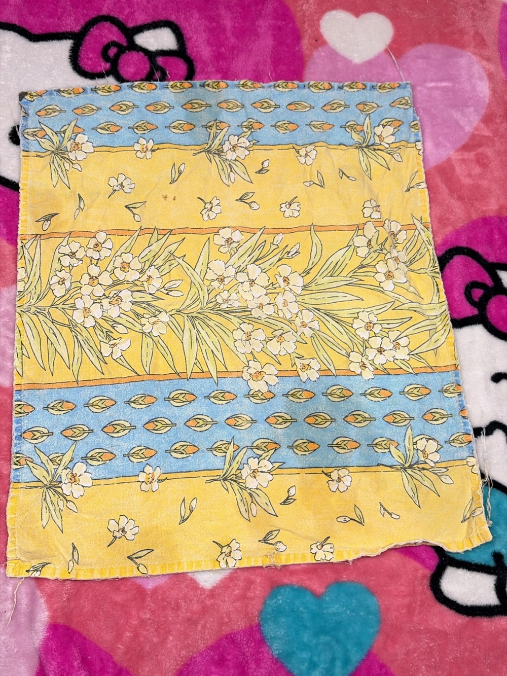 Source Unknown Yellow and Blue Floral Throw Pillowcase